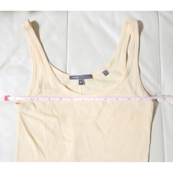 VINCE Butter Yellow Ribbed Knit Longline Tank Top - Picture 5 of 6